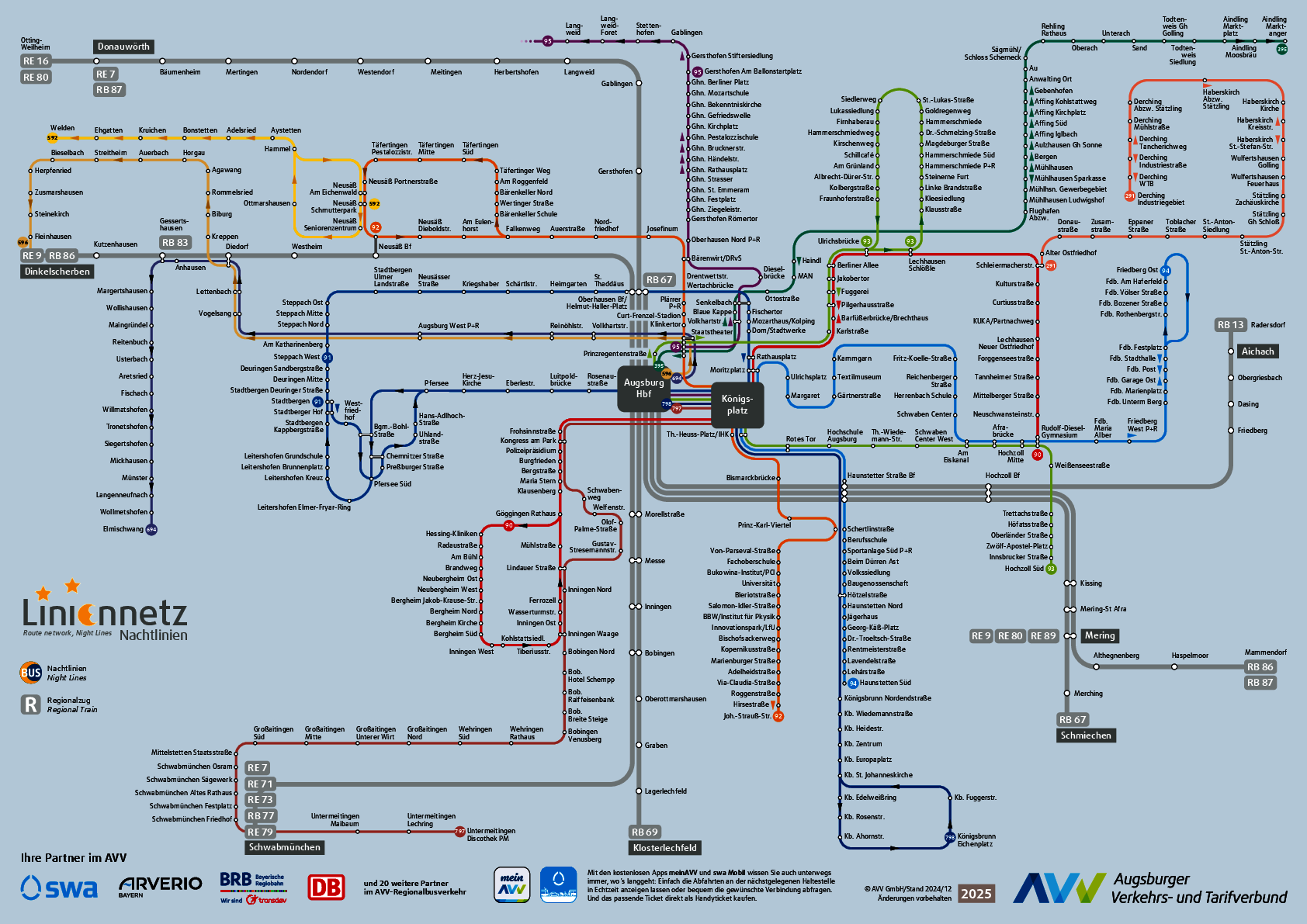 AVV-Liniennetz Nachtlinien